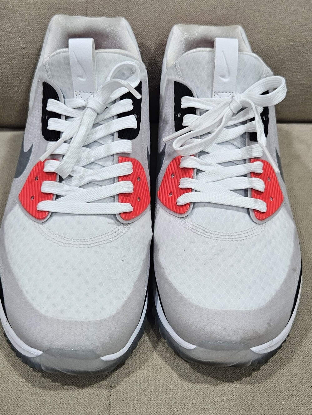 Nike Air Zoom 9 Infrared Golf Shoes White Sneakers with Coral Accents